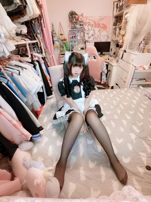 [COS 복지] 이차원 미인 후루카와 카구라 - 블랙 실크 오픈 가슴 고양이 귀 메이드